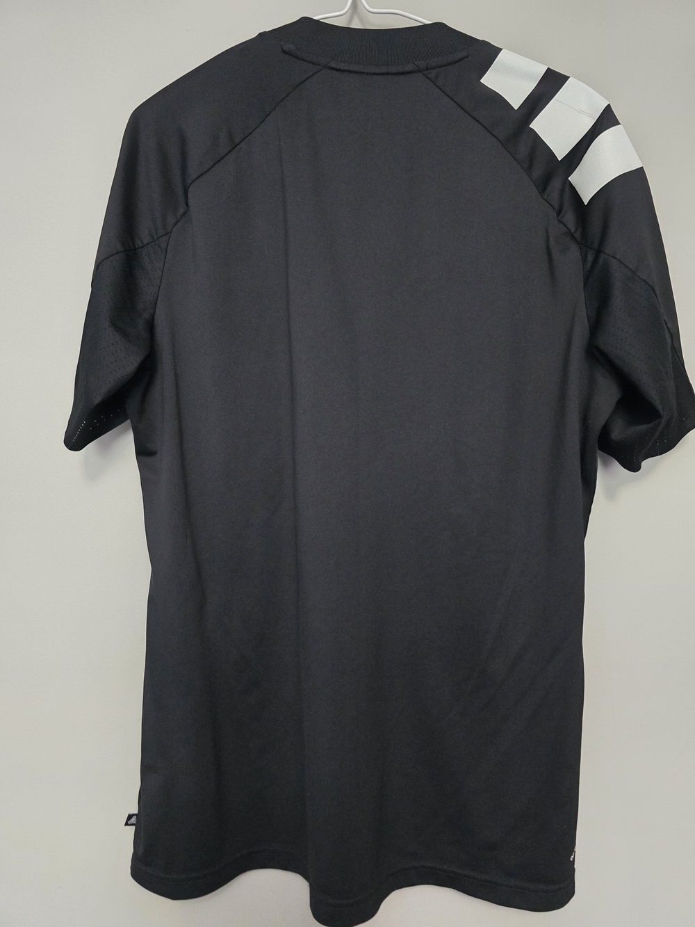 Adidas Men’s Black Short-Sleeve Athletic Tee with White Shoulder Stripes - Picture 2 of 9